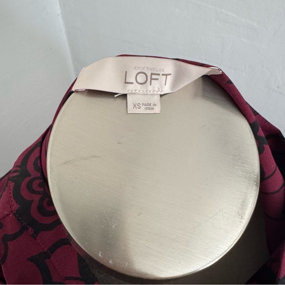 LOFT Burgundy Floral Long Sleeve Dress - Picture 15 of 15